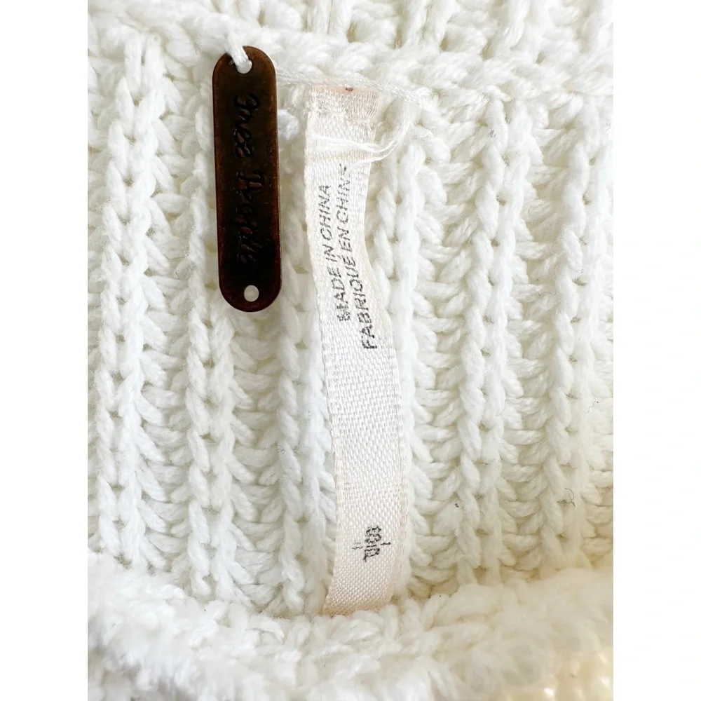 Free People Chunky Knit Sweater Cream Ivory White Boxy Oversized Small Boho
